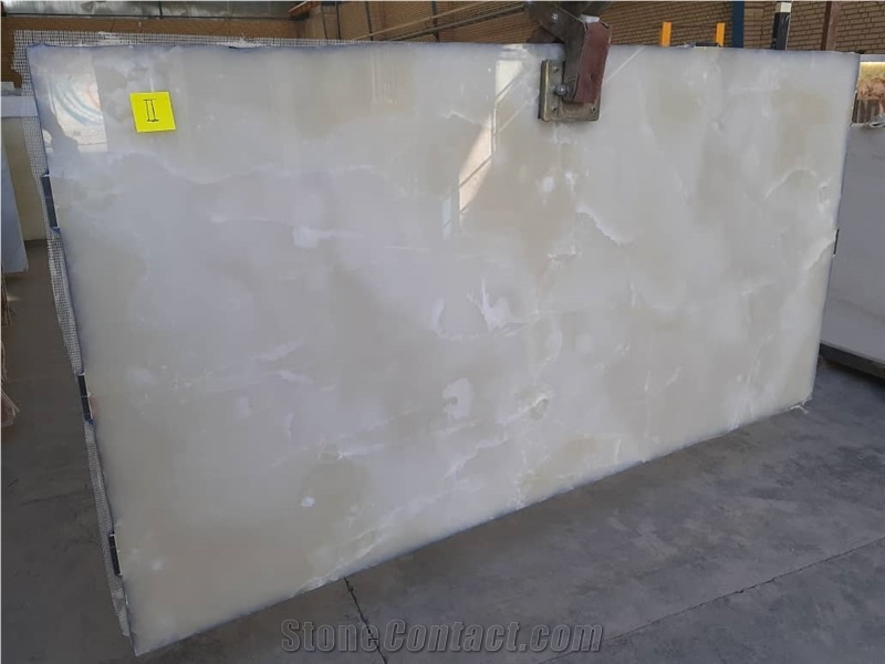 Titanium White Onyx Slabs & Tiles