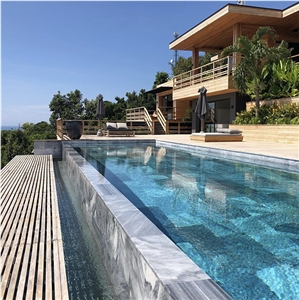 Cloudy Bluestone Pool Pavers, Pool Step