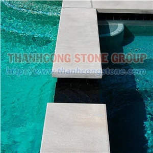 Cloudy Bluestone Pool Pavers, Pool Step