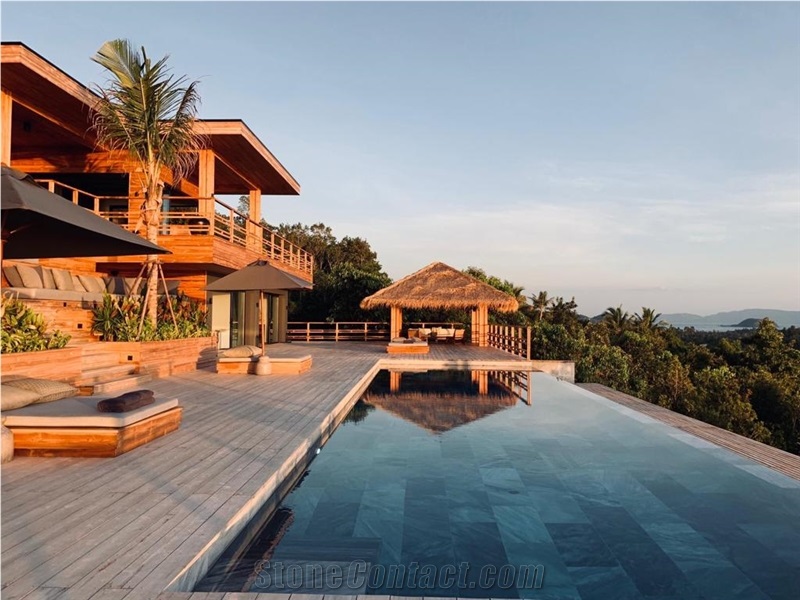 Cloudy Bluestone Pool Pavers, Pool Step