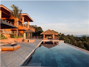 Cloudy Bluestone Pool Pavers, Pool Step