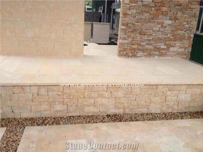 Cheap Limestone Split Face Beige Wall Stone Tiles