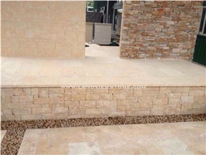 Cheap Limestone Split Face Beige Wall Stone Tiles