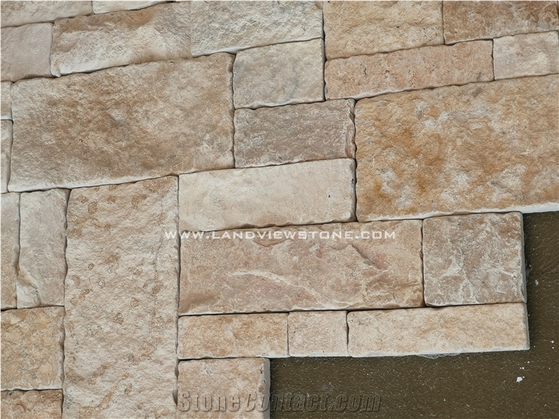 Cheap Limestone Split Face Beige Wall Stone Tiles