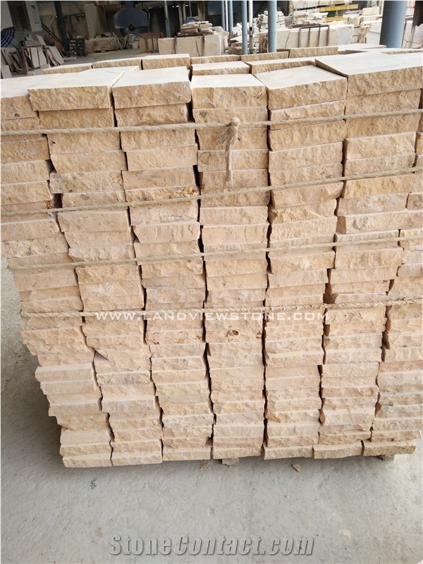 Cheap Limestone Split Face Beige Wall Stone Tiles