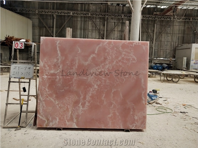 Pure Pink Onyx Onice Rosa Slabs Opus Romano Wall