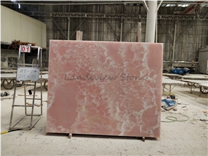 Pure Pink Onyx Onice Rosa Slabs Opus Romano Wall
