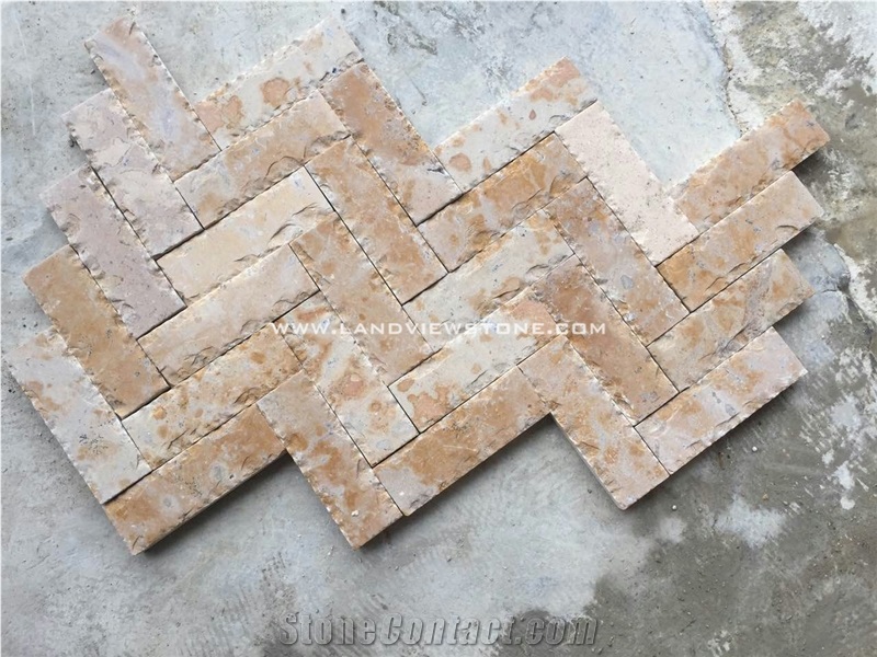 Split Face Cream Limestone Wall Stone Cladding