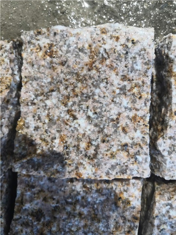 Yellow Rusty Cobble Pavers, Cube Stone Pavers