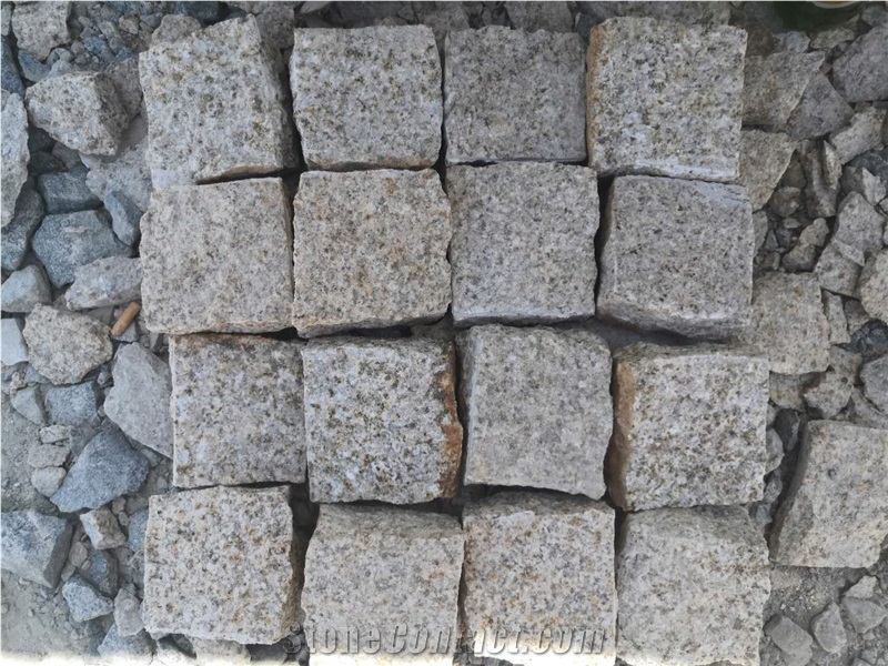 Yellow Rusty Cobble Pavers, Cube Stone Pavers
