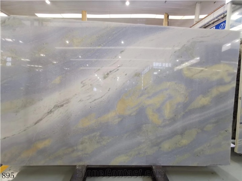 Blue Sky White Clouds Marble Spring Land Slabs