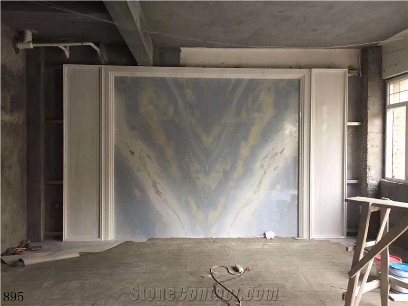 Blue Sky White Clouds Marble Spring Land Slabs