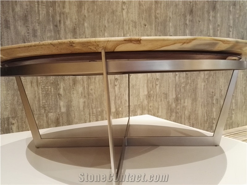 Irregular Shape Marble Top,Multicolor Coffee Table