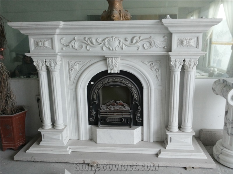 Victorian White Marble Fireplace Mantel Surround