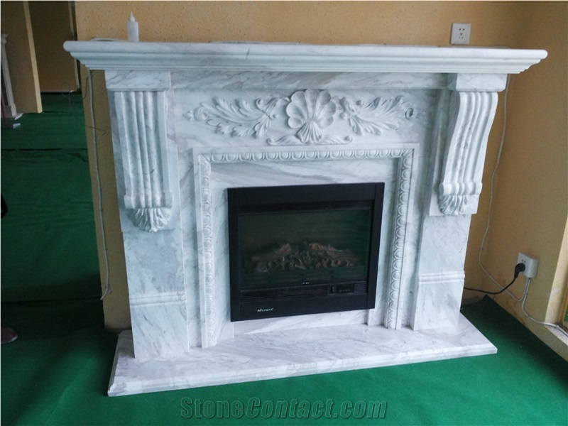 Victorian White Marble Fireplace Mantel Surround