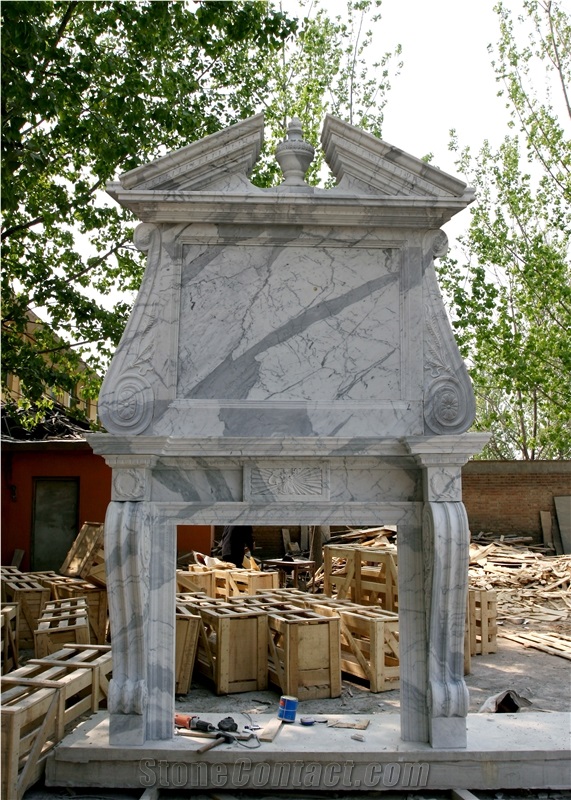 Victorian White Marble Fireplace Mantel Surround