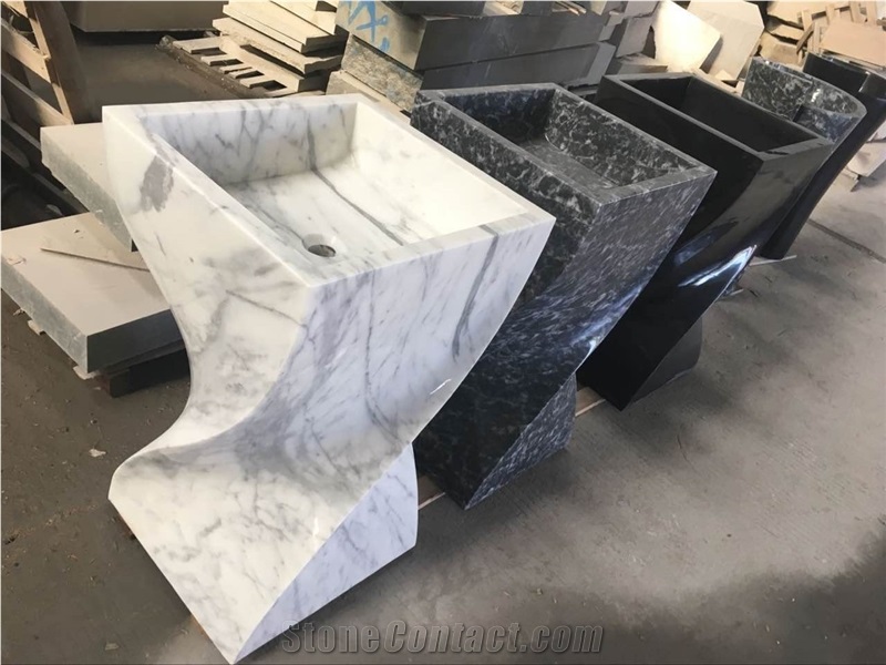 Bianco Carrara White Free Standing Basin Washroom
