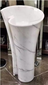 Bianco Carrara White Free Standing Basin Washroom