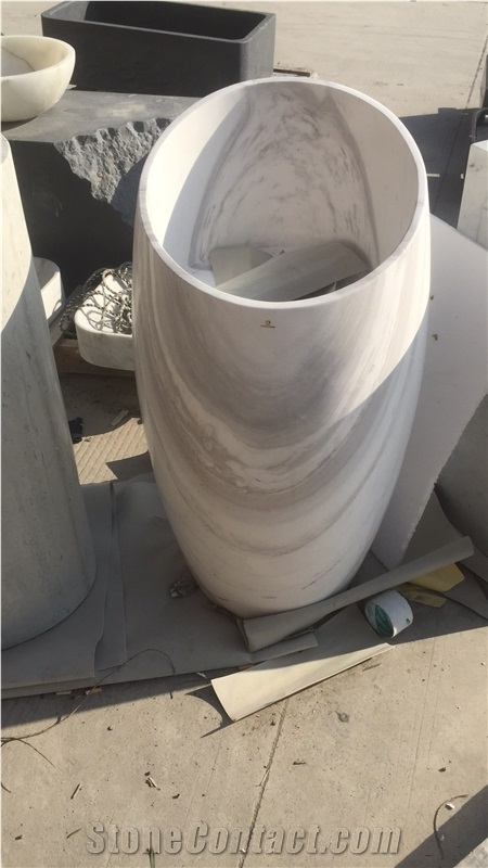Bianco Carrara White Free Standing Basin Washroom