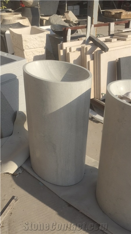 Bianco Carrara White Free Standing Basin Washroom