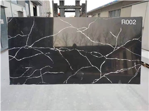 Black Kitchen Artificail Quartz Tiles