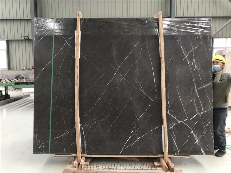 Grey Pietra Bookmatch Marble Slabs Brown Tiles