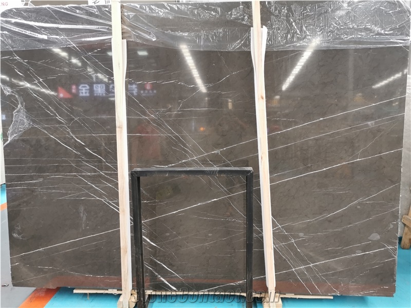 Grey Pietra Bookmatch Marble Slabs Brown Tiles