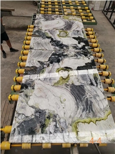 White Beauty Ice Green Marble Slab for Countertops