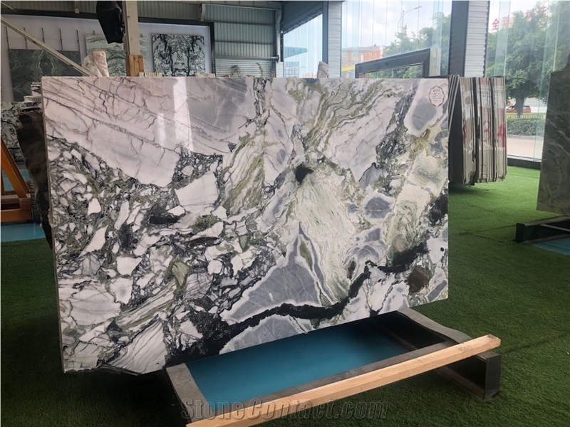 White Beauty Ice Green Marble Slab for Countertops