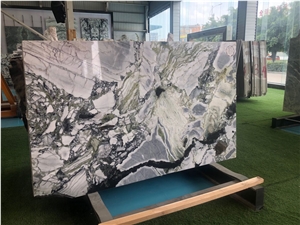 White Beauty Ice Green Marble Slab for Countertops