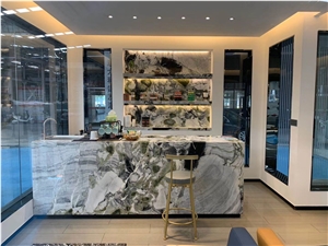 White Beauty Ice Green Marble Slab for Countertops