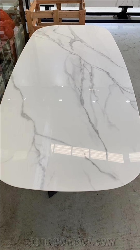 Crystallized White Marble Table Tops