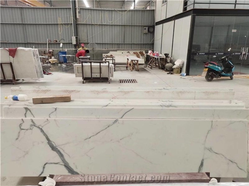 Crystallized White Marble Table Tops