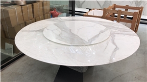Crystallized White Marble Table Tops