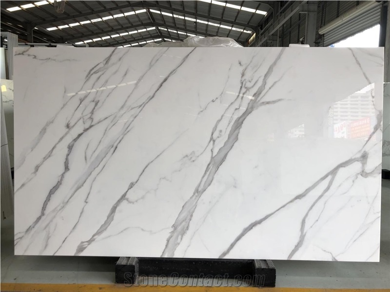 High Quality Calacatta White Nano Glass Big Slabs