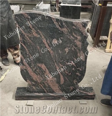 Aurora/Single Upright Stone Headstone with Cross