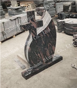 Aurora/Single Upright Stone Headstone with Cross