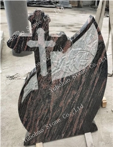 Aurora/Single Upright Stone Headstone with Cross