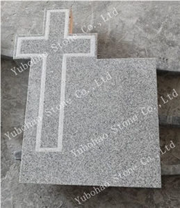 G603/North White/Carved Cross Granite Tombstone
