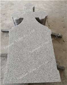 G603/North White/Carved Cross Granite Tombstone