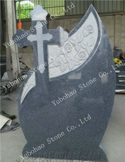 G654/Granite Single Cross Tombstone/Headstone