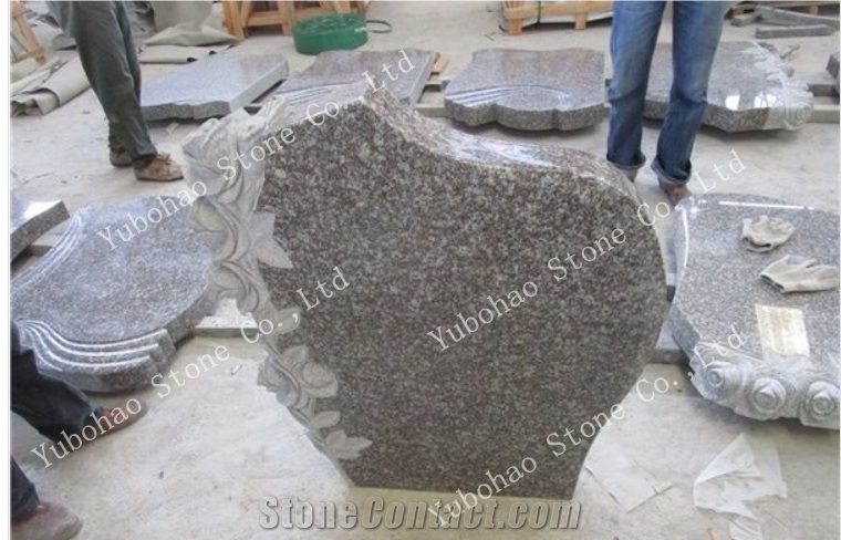 Misty Brown/Granite Engraved Monuments with Flower