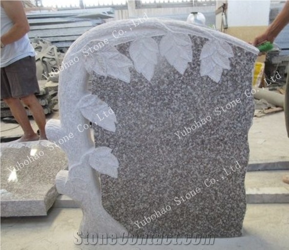 Misty Brown/Granite Engraved Monuments with Flower
