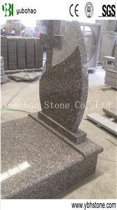 Old G664/Misty Brown Carved Cross Stone Monument