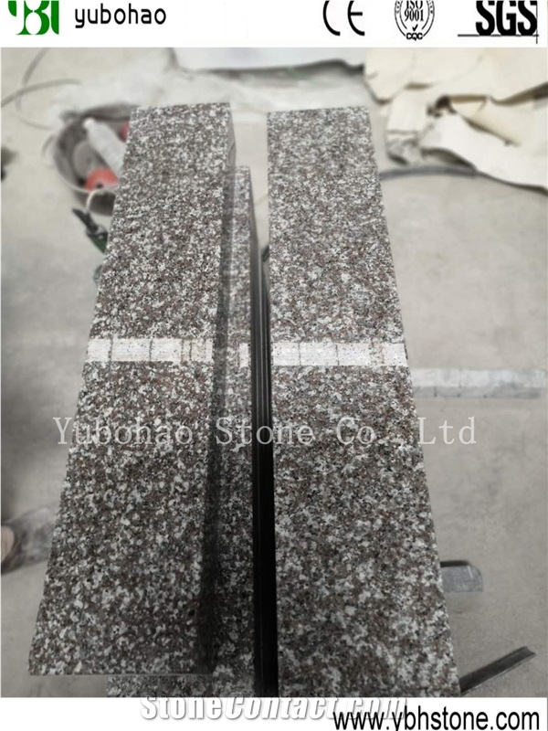 Old G664/Misty Brown Carved Cross Stone Monument