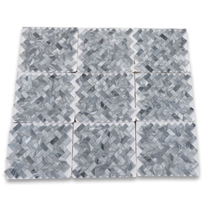 Bardiglio Gray 1x2 Herringbone Mosaic Tiles