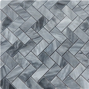Bardiglio Gray 1x2 Herringbone Mosaic Tiles