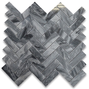 Bardiglio Gray 1x3 Herringbone Mosaic Polished