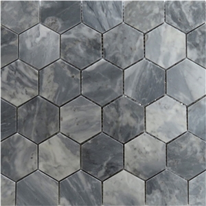 Bardiglio Gray 2 Inch Hexagon Mosaic Tile Polished
