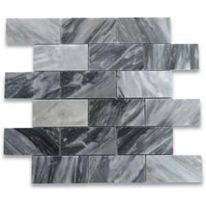 Bardiglio Gray 2x4 Grand Brick Subway Mosaic Tile